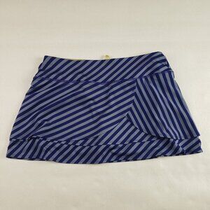 Athleta Swagger Skort Womens Medium Blue Stripe Golf Tennis Layered Lined Skirt